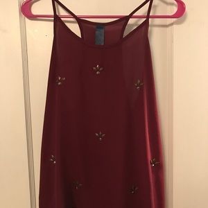 Francesca's Maroon Tank with Detail